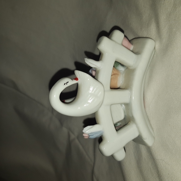 Swans on Bridge and Fence with Flowers Pastel Colors - Picture 8 of 13